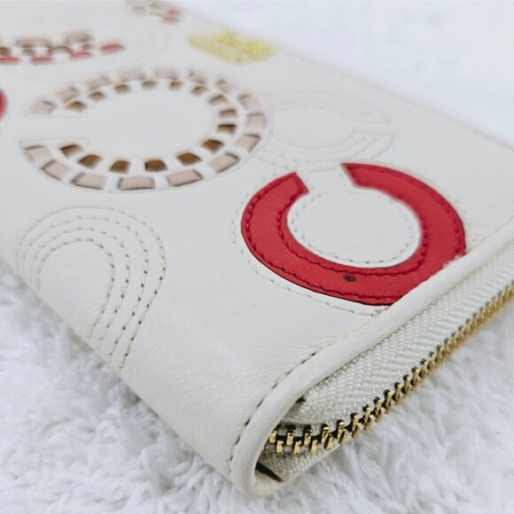 COACH F48920 Madison Whipstitch Woven Logo Leather Acordion Zip-Around Wallet - Picture 8 of 12